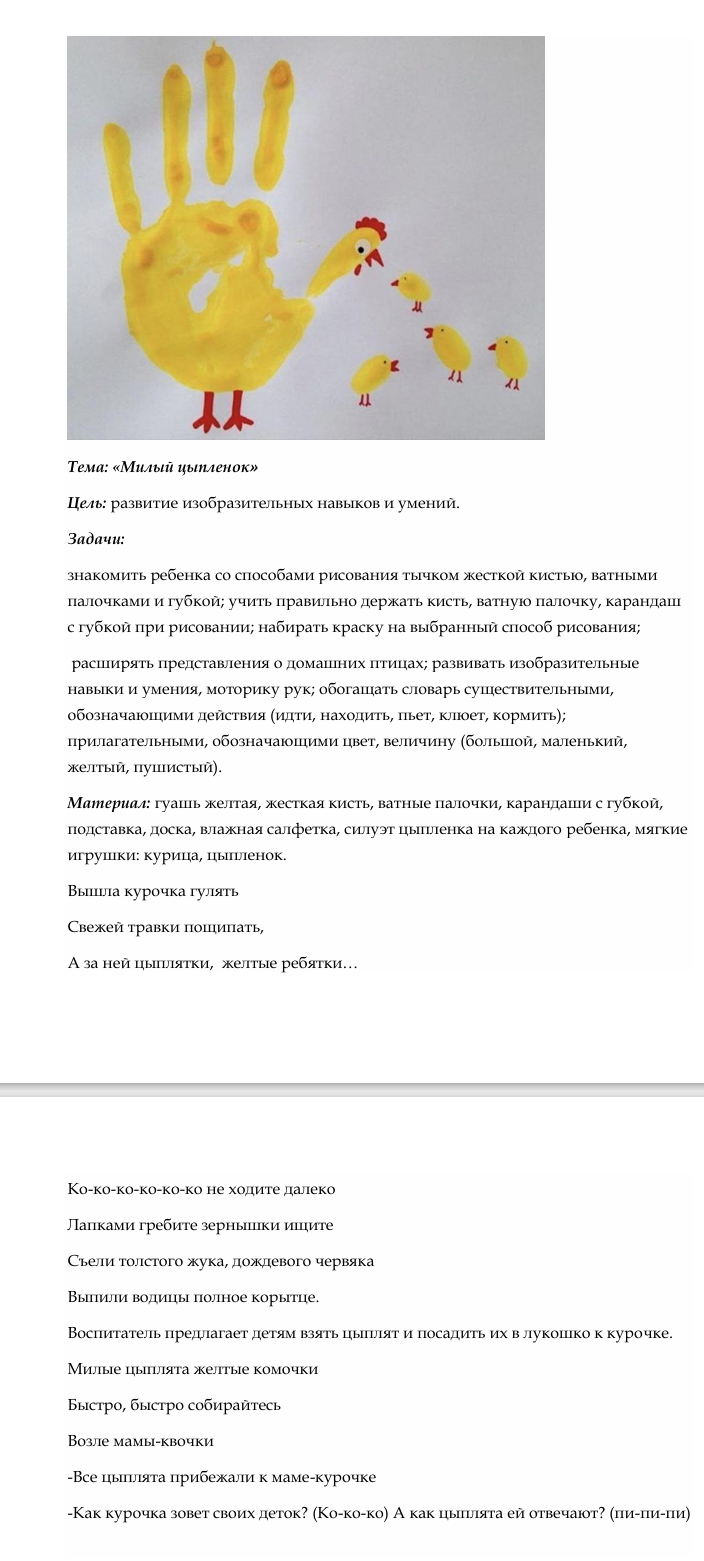 "Милый цыпленок" рисование пальцами для родителей