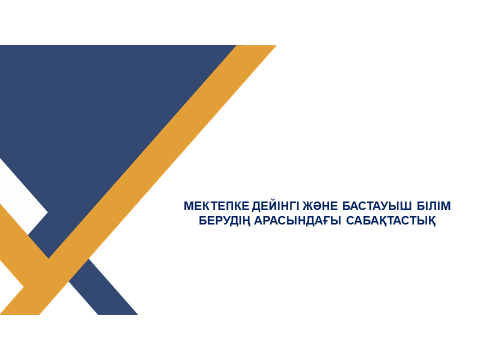 МЕКТЕПКЕ ДЕЙІНГІ ЖӘНЕ БАСТАУЫШ БІЛІМ БЕРУДІҢ АРАСЫНДАҒЫ САБАҚТАСТЫҚ